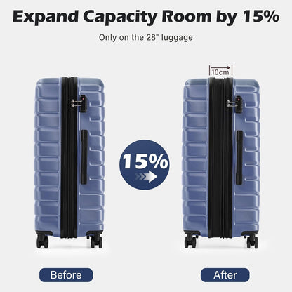 Carry On Luggage Airline Approved with Spinner Wheels, Hard Shell Suitcase TSA Lock Lightweight Travel Luggage 20-inch,Blue