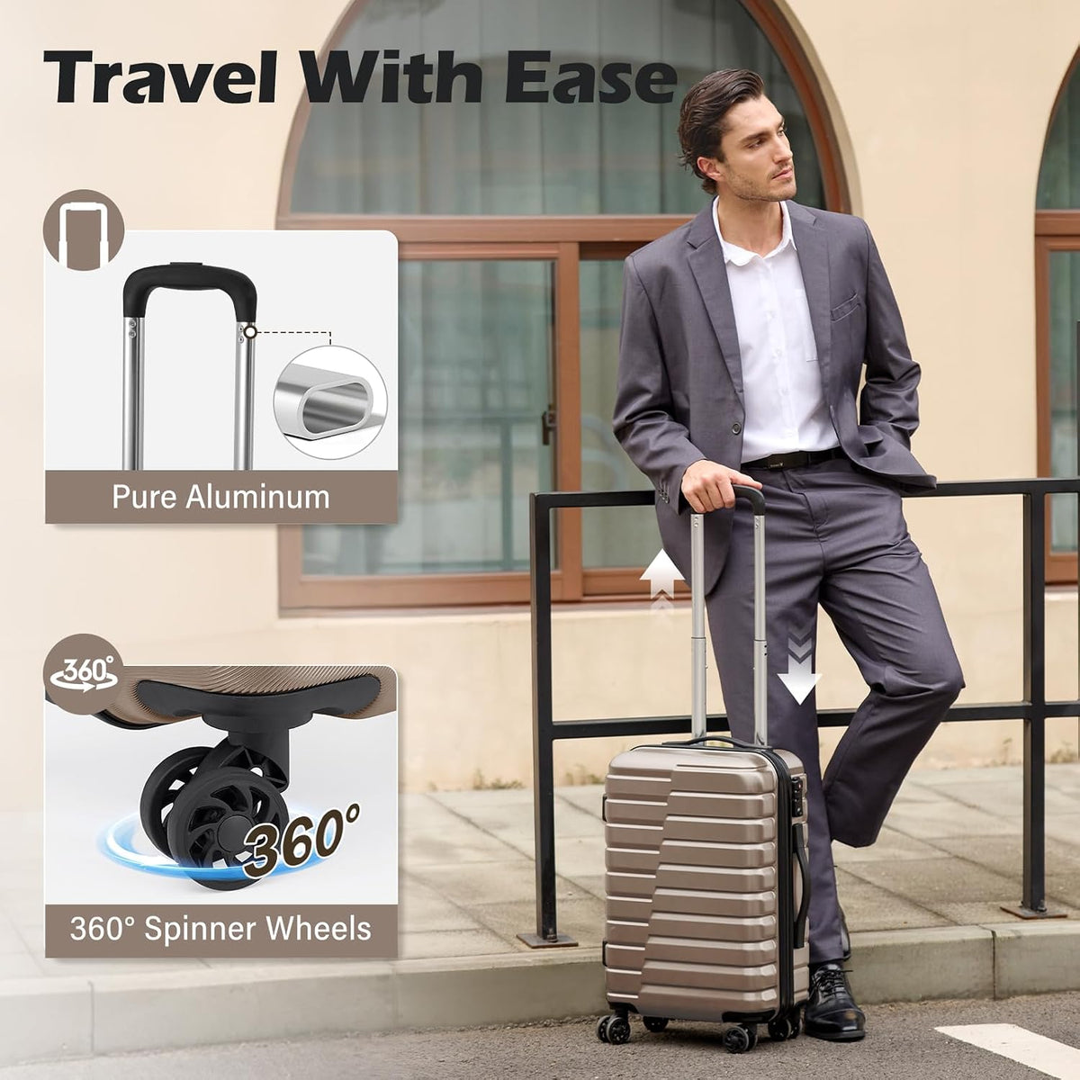 Carry On Luggage Airline Approved with Spinner Wheels, Hard Shell Suitcase TSA Lock Lightweight Travel Luggage 20-inch,Blue