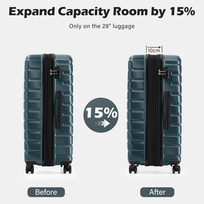 Carry On Luggage Airline Approved with Spinner Wheels, Hard Shell Suitcase TSA Lock Lightweight Travel Luggage 20-inch,Blue