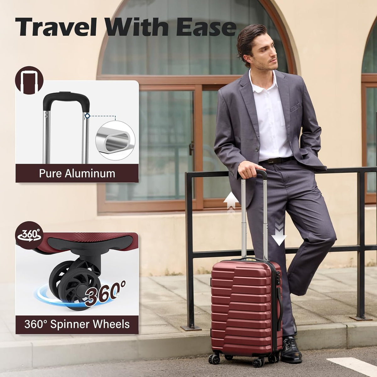 Carry On Luggage Airline Approved with Spinner Wheels, Hard Shell Suitcase TSA Lock Lightweight Travel Luggage 20-inch,Blue