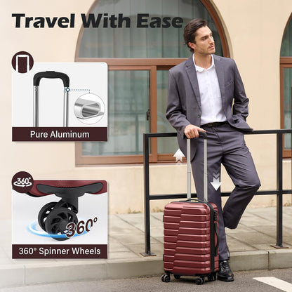 Carry On Luggage Airline Approved with Spinner Wheels, Hard Shell Suitcase TSA Lock Lightweight Travel Luggage 20-inch,Blue