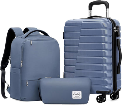 Carry On Luggage Airline Approved with Spinner Wheels, Hard Shell Suitcase TSA Lock Lightweight Travel Luggage 20-inch,Blue
