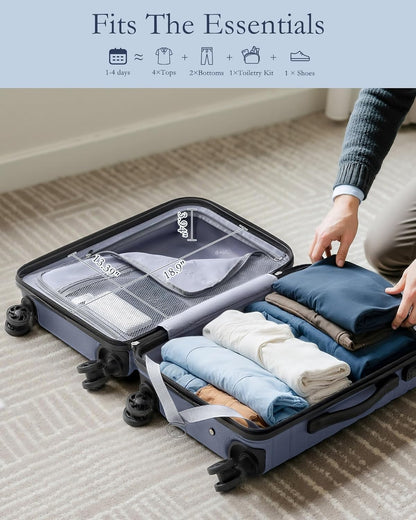 Carry On Luggage Airline Approved with Spinner Wheels, Hard Shell Suitcase TSA Lock Lightweight Travel Luggage 20-inch,Blue