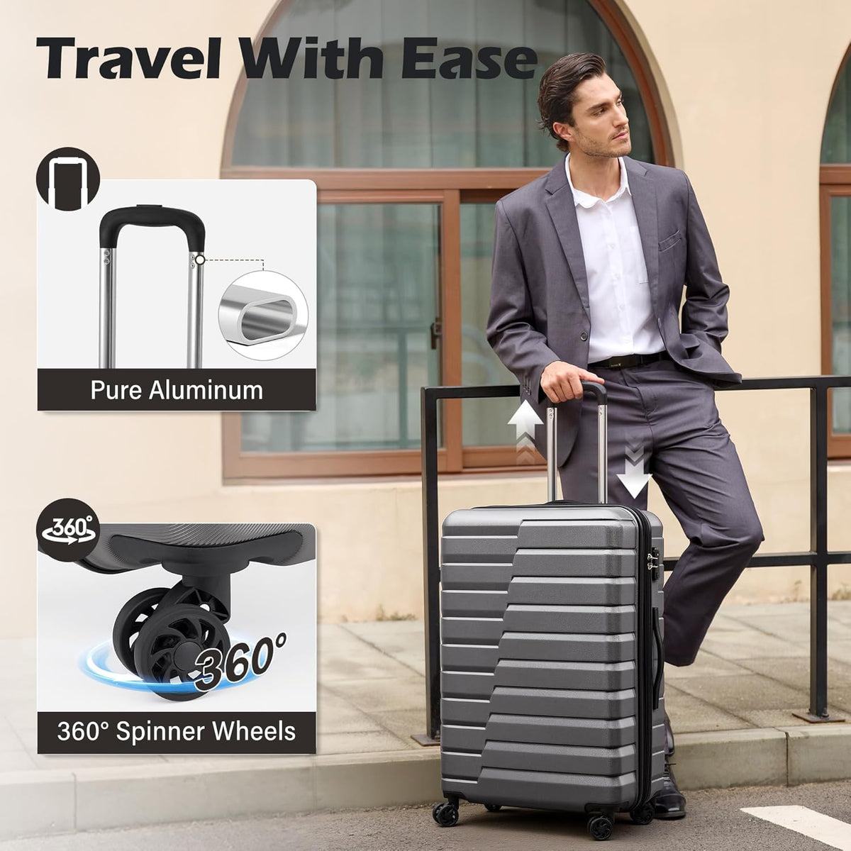 Carry On Luggage Airline Approved with Spinner Wheels, Hard Shell Suitcase TSA Lock Lightweight Travel Luggage 20-inch,Blue