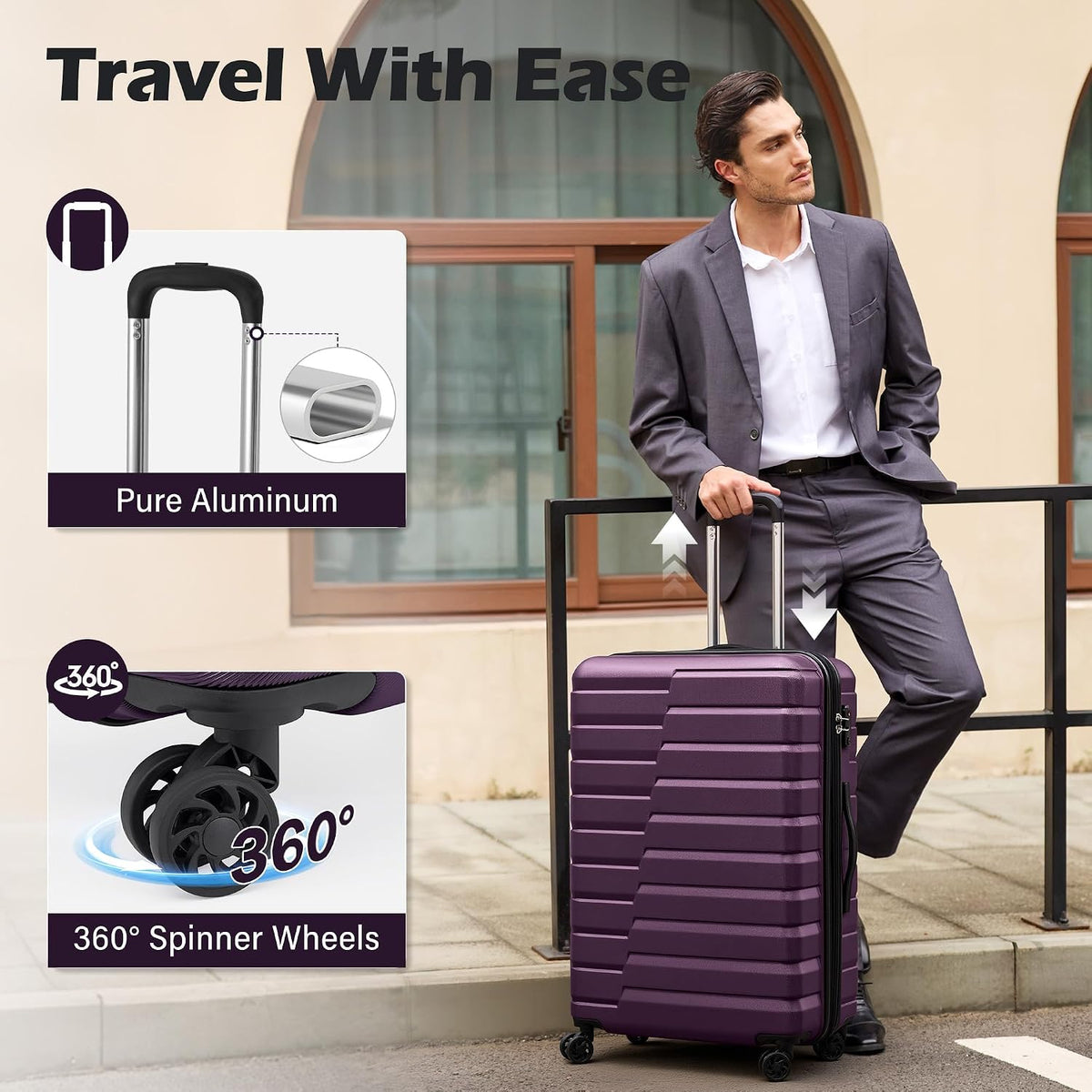Carry On Luggage Airline Approved with Spinner Wheels, Hard Shell Suitcase TSA Lock Lightweight Travel Luggage 20-inch,Blue