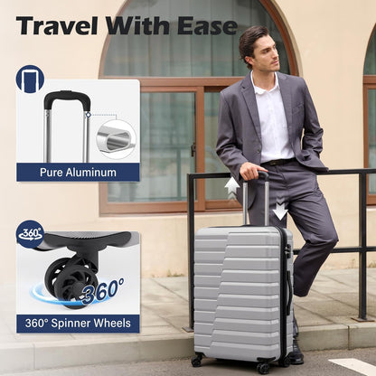 Carry On Luggage Airline Approved with Spinner Wheels, Hard Shell Suitcase TSA Lock Lightweight Travel Luggage 20-inch,Blue