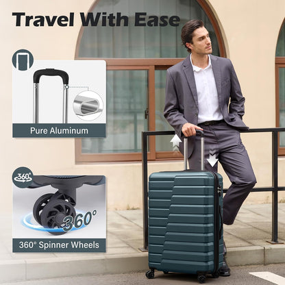 Carry On Luggage Airline Approved with Spinner Wheels, Hard Shell Suitcase TSA Lock Lightweight Travel Luggage 20-inch,Blue