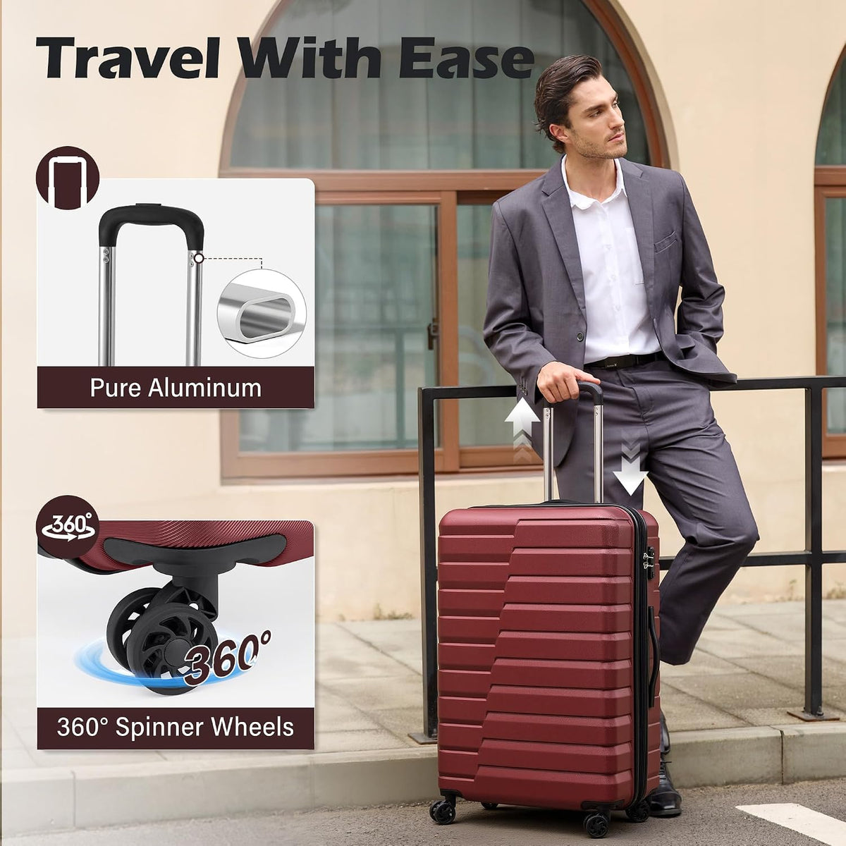 Carry On Luggage Airline Approved with Spinner Wheels, Hard Shell Suitcase TSA Lock Lightweight Travel Luggage 20-inch,Blue