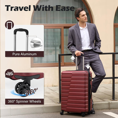 Carry On Luggage Airline Approved with Spinner Wheels, Hard Shell Suitcase TSA Lock Lightweight Travel Luggage 20-inch,Blue