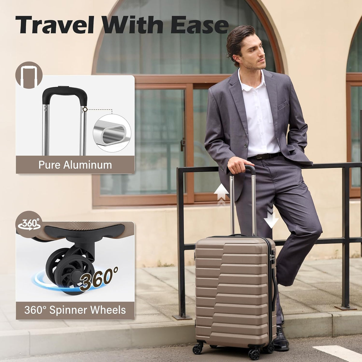 Carry On Luggage Airline Approved with Spinner Wheels, Hard Shell Suitcase TSA Lock Lightweight Travel Luggage 20-inch,Blue