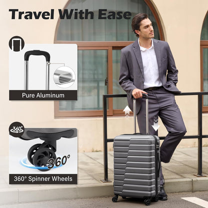 Carry On Luggage Airline Approved with Spinner Wheels, Hard Shell Suitcase TSA Lock Lightweight Travel Luggage 20-inch,Blue