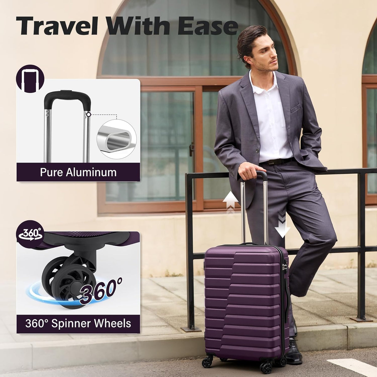 Carry On Luggage Airline Approved with Spinner Wheels, Hard Shell Suitcase TSA Lock Lightweight Travel Luggage 20-inch,Blue