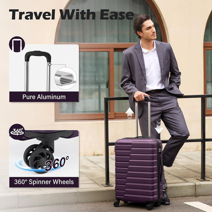 Carry On Luggage Airline Approved with Spinner Wheels, Hard Shell Suitcase TSA Lock Lightweight Travel Luggage 20-inch,Blue
