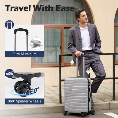 Carry On Luggage Airline Approved with Spinner Wheels, Hard Shell Suitcase TSA Lock Lightweight Travel Luggage 20-inch,Blue