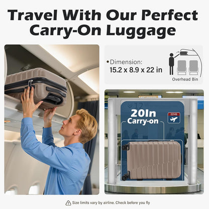 Carry On Luggage Airline Approved with Spinner Wheels, Hard Shell Suitcase TSA Lock Lightweight Travel Luggage 20-inch,Blue