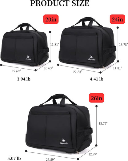 Rolling Duffel Bag with Wheels for Women Men, Lightweight Roller Travel Tote Duffle Bag, Carry On Overnight Weekend Bags for Business Trip Weekend Gym