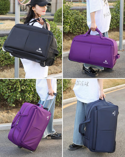 Rolling Duffel Bag with Wheels for Women Men, Lightweight Roller Travel Tote Duffle Bag, Carry On Overnight Weekend Bags for Business Trip Weekend Gym