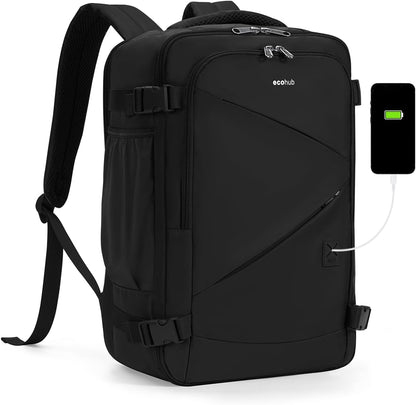 17" Small Unisex Travel Backpack United Airlines Approved 17x10x9 Friendly Suitcase Anti-Theft Lockable Zippers Style Personal Item Bag Travel Essentials with 12 Pockets Water Resistant, Blue