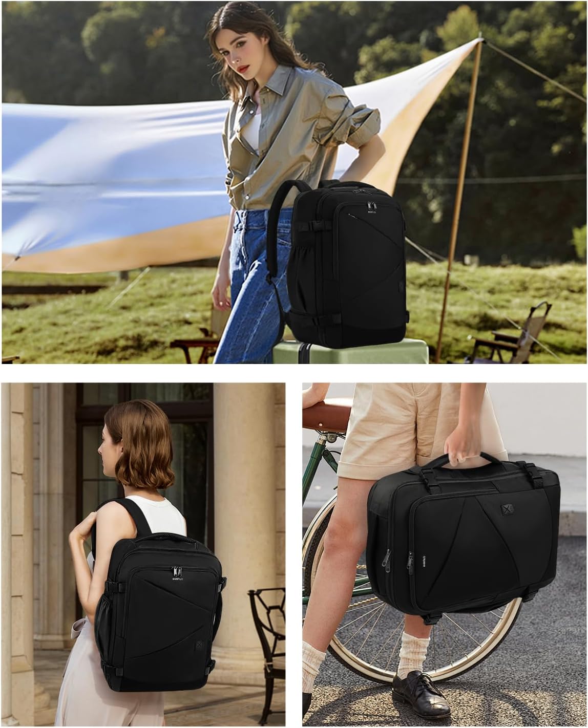 17" Small Unisex Travel Backpack United Airlines Approved 17x10x9 Friendly Suitcase Anti-Theft Lockable Zippers Style Personal Item Bag Travel Essentials with 12 Pockets Water Resistant, Blue
