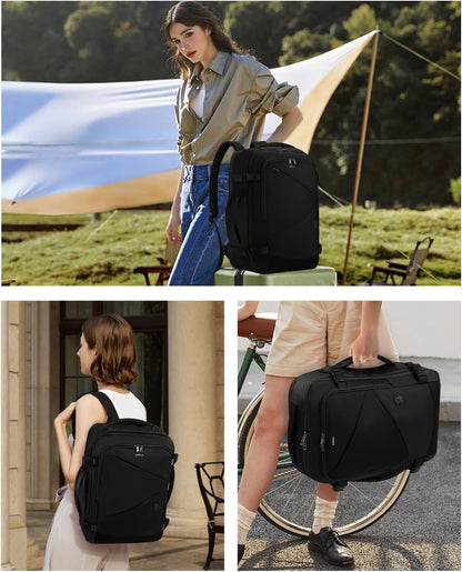 17" Small Unisex Travel Backpack United Airlines Approved 17x10x9 Friendly Suitcase Anti-Theft Lockable Zippers Style Personal Item Bag Travel Essentials with 12 Pockets Water Resistant, Blue