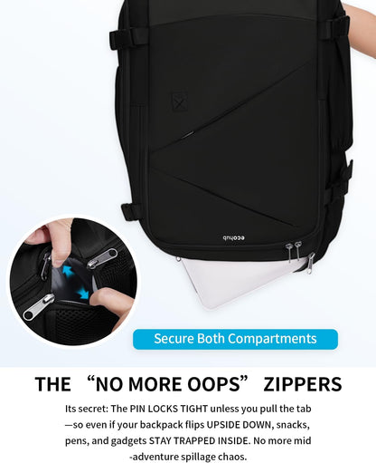 17" Small Unisex Travel Backpack United Airlines Approved 17x10x9 Friendly Suitcase Anti-Theft Lockable Zippers Style Personal Item Bag Travel Essentials with 12 Pockets Water Resistant, Blue