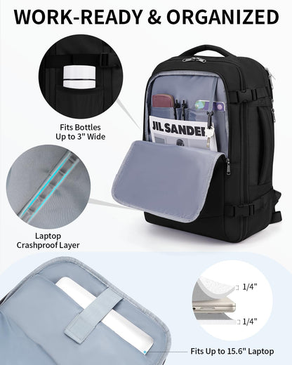 17" Small Unisex Travel Backpack United Airlines Approved 17x10x9 Friendly Suitcase Anti-Theft Lockable Zippers Style Personal Item Bag Travel Essentials with 12 Pockets Water Resistant, Blue