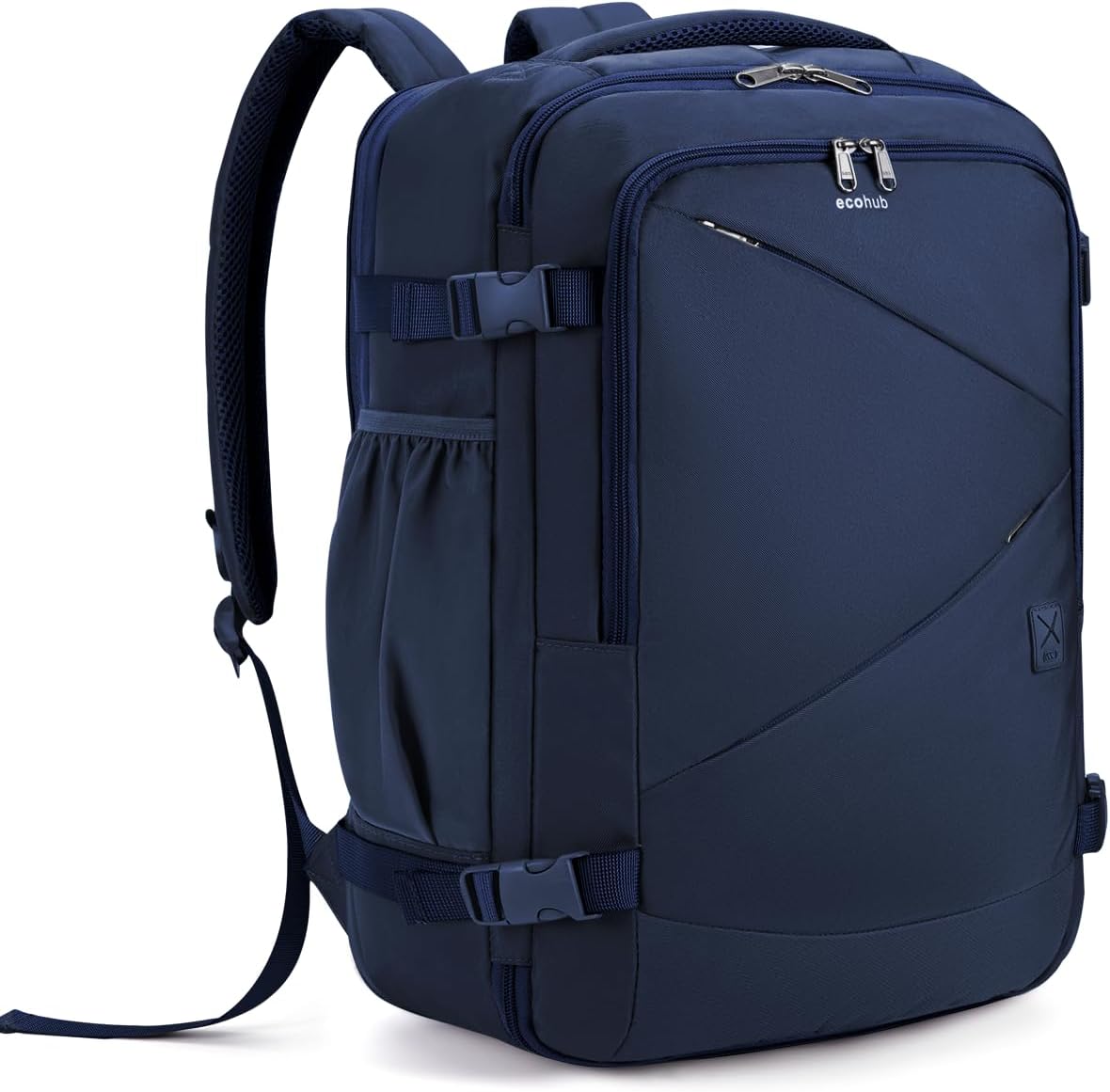 17" Small Unisex Travel Backpack United Airlines Approved 17x10x9 Friendly Suitcase Anti-Theft Lockable Zippers Style Personal Item Bag Travel Essentials with 12 Pockets Water Resistant, Blue