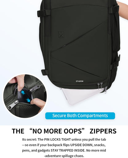 17" Small Unisex Travel Backpack United Airlines Approved 17x10x9 Friendly Suitcase Anti-Theft Lockable Zippers Style Personal Item Bag Travel Essentials with 12 Pockets Water Resistant, Blue