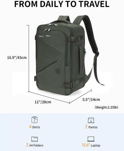 17" Small Unisex Travel Backpack United Airlines Approved 17x10x9 Friendly Suitcase Anti-Theft Lockable Zippers Style Personal Item Bag Travel Essentials with 12 Pockets Water Resistant, Blue