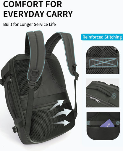 17" Small Unisex Travel Backpack United Airlines Approved 17x10x9 Friendly Suitcase Anti-Theft Lockable Zippers Style Personal Item Bag Travel Essentials with 12 Pockets Water Resistant, Blue