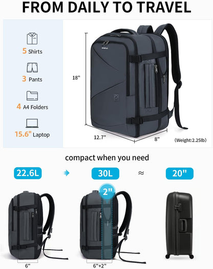 17" Small Unisex Travel Backpack United Airlines Approved 17x10x9 Friendly Suitcase Anti-Theft Lockable Zippers Style Personal Item Bag Travel Essentials with 12 Pockets Water Resistant, Blue