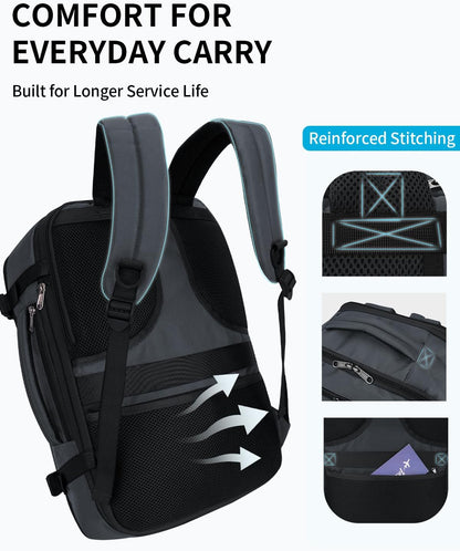 17" Small Unisex Travel Backpack United Airlines Approved 17x10x9 Friendly Suitcase Anti-Theft Lockable Zippers Style Personal Item Bag Travel Essentials with 12 Pockets Water Resistant, Blue