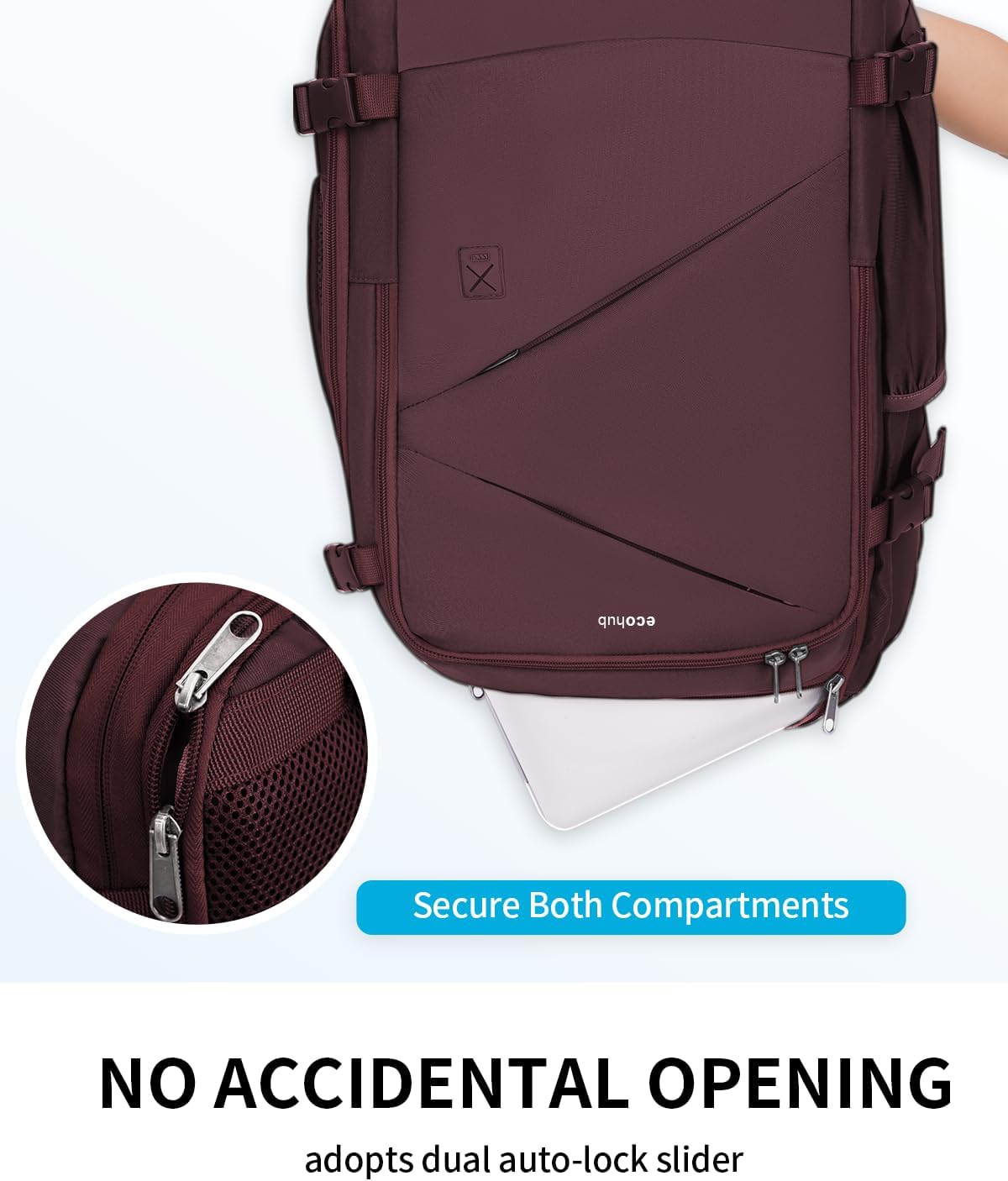 17" Small Unisex Travel Backpack United Airlines Approved 17x10x9 Friendly Suitcase Anti-Theft Lockable Zippers Style Personal Item Bag Travel Essentials with 12 Pockets Water Resistant, Blue