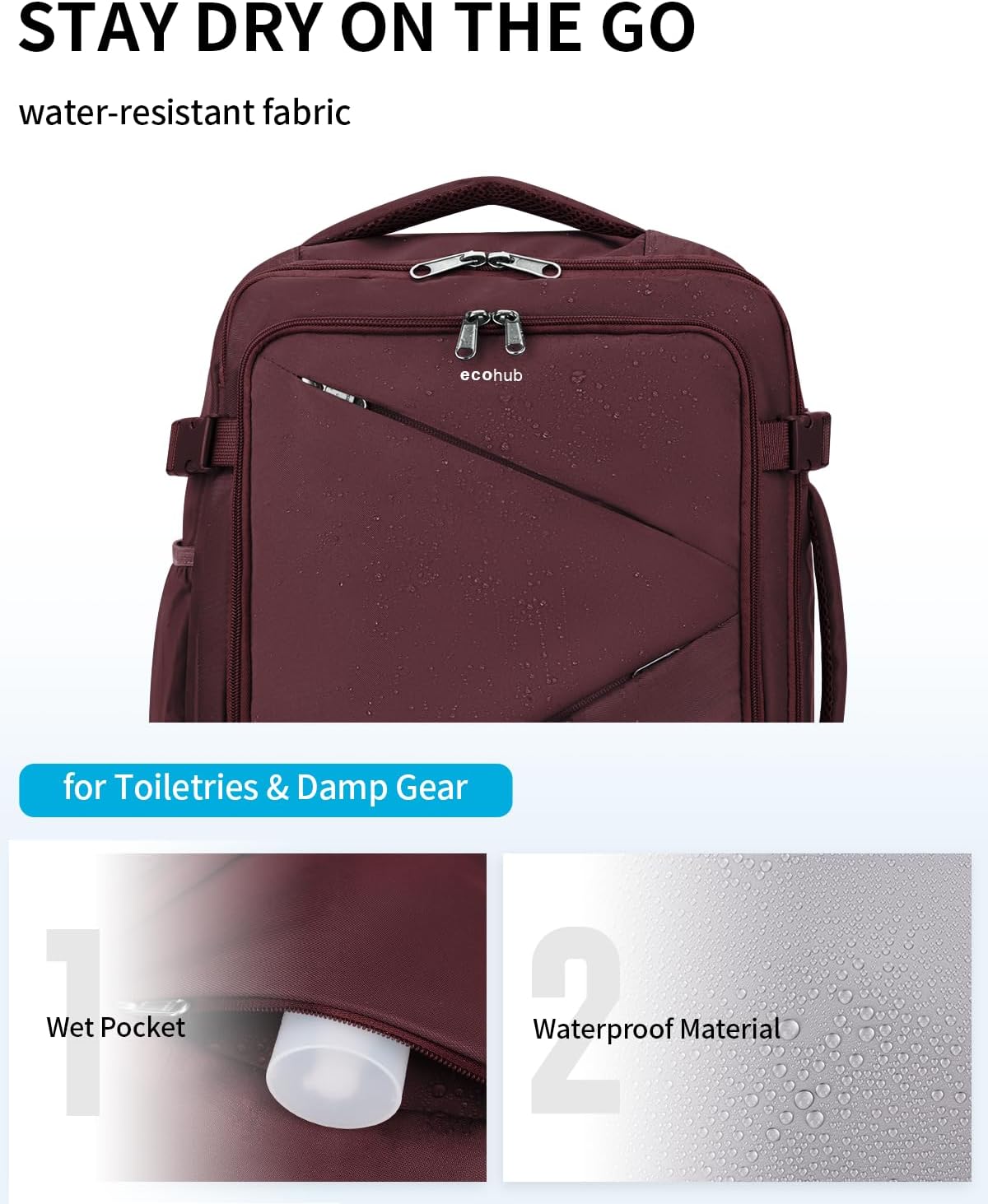 17" Small Unisex Travel Backpack United Airlines Approved 17x10x9 Friendly Suitcase Anti-Theft Lockable Zippers Style Personal Item Bag Travel Essentials with 12 Pockets Water Resistant, Blue