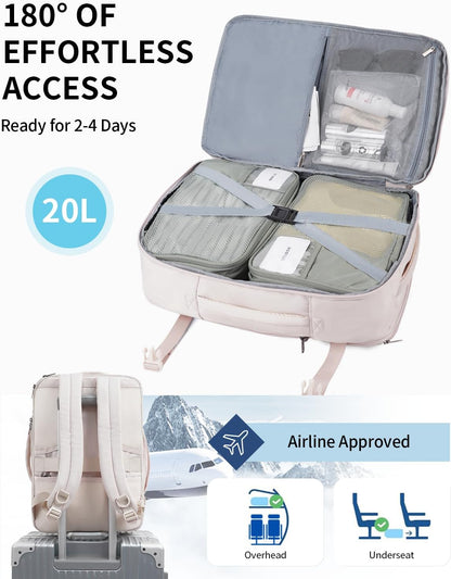 17" Small Unisex Travel Backpack United Airlines Approved 17x10x9 Friendly Suitcase Anti-Theft Lockable Zippers Style Personal Item Bag Travel Essentials with 12 Pockets Water Resistant, Blue