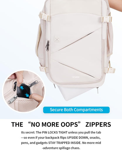 17" Small Unisex Travel Backpack United Airlines Approved 17x10x9 Friendly Suitcase Anti-Theft Lockable Zippers Style Personal Item Bag Travel Essentials with 12 Pockets Water Resistant, Blue