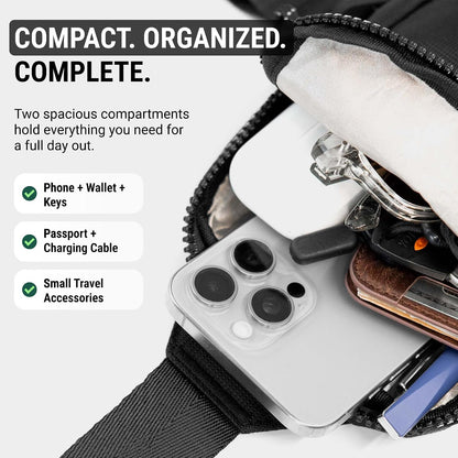 Travel Sling Bag for Men & Women - Small Water Resistant Crossbody Multipocket Chest Bag with Anti-Theft