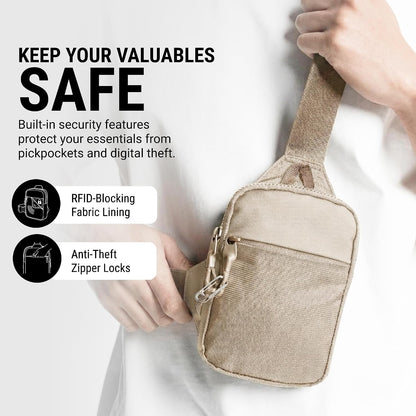 Travel Sling Bag for Men & Women - Small Water Resistant Crossbody Multipocket Chest Bag with Anti-Theft