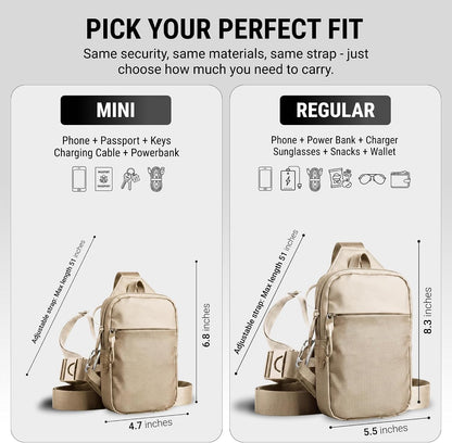 Travel Sling Bag for Men & Women - Small Water Resistant Crossbody Multipocket Chest Bag with Anti-Theft