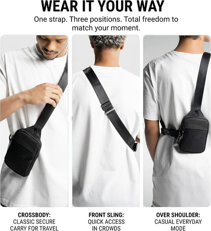Travel Sling Bag for Men & Women - Small Water Resistant Crossbody Multipocket Chest Bag with Anti-Theft