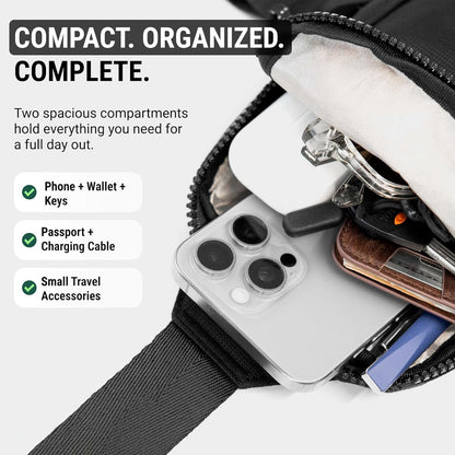 Travel Sling Bag for Men & Women - Small Water Resistant Crossbody Multipocket Chest Bag with Anti-Theft