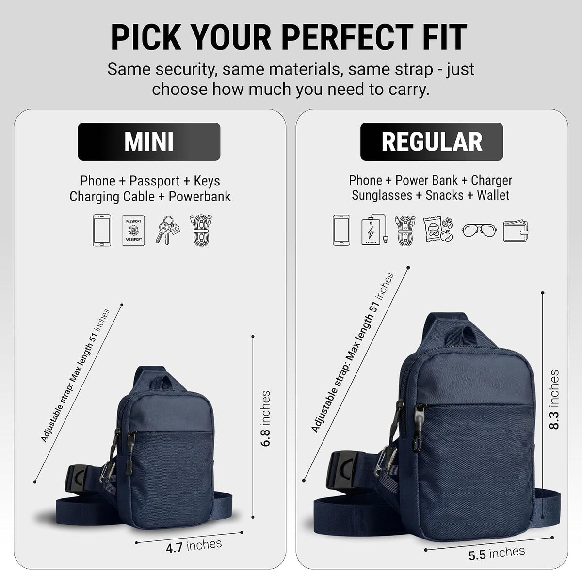 Travel Sling Bag for Men & Women - Small Water Resistant Crossbody Multipocket Chest Bag with Anti-Theft