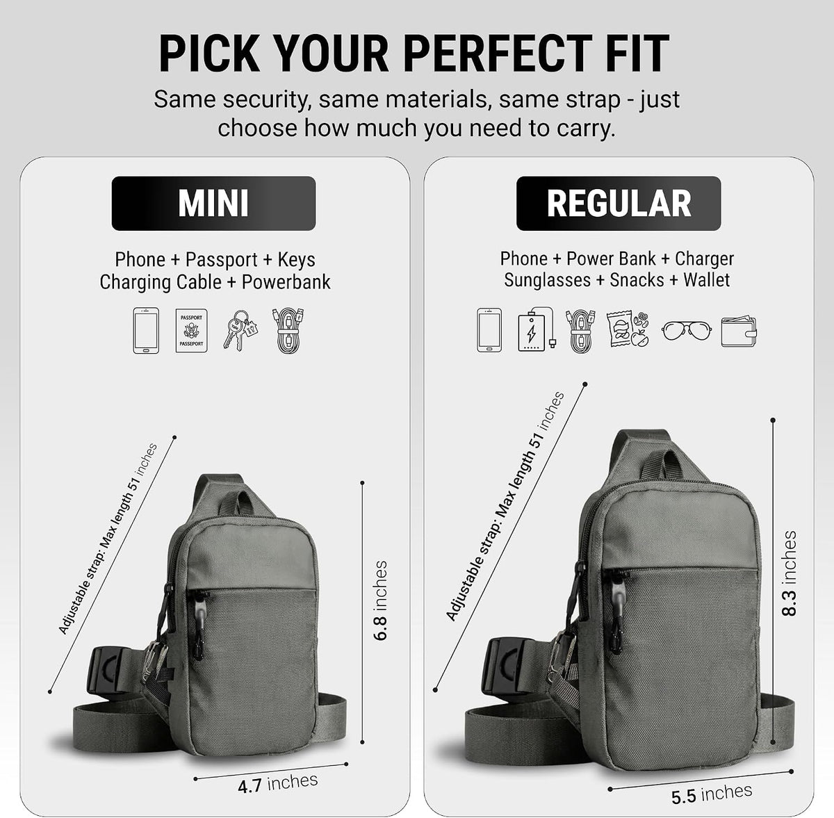 Travel Sling Bag for Men & Women - Small Water Resistant Crossbody Multipocket Chest Bag with Anti-Theft