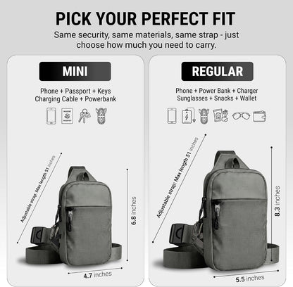 Travel Sling Bag for Men & Women - Small Water Resistant Crossbody Multipocket Chest Bag with Anti-Theft