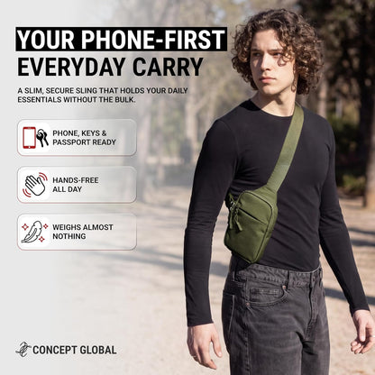 Travel Sling Bag for Men & Women - Small Water Resistant Crossbody Multipocket Chest Bag with Anti-Theft
