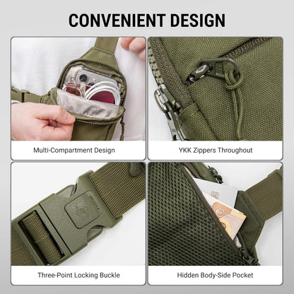 Travel Sling Bag for Men & Women - Small Water Resistant Crossbody Multipocket Chest Bag with Anti-Theft