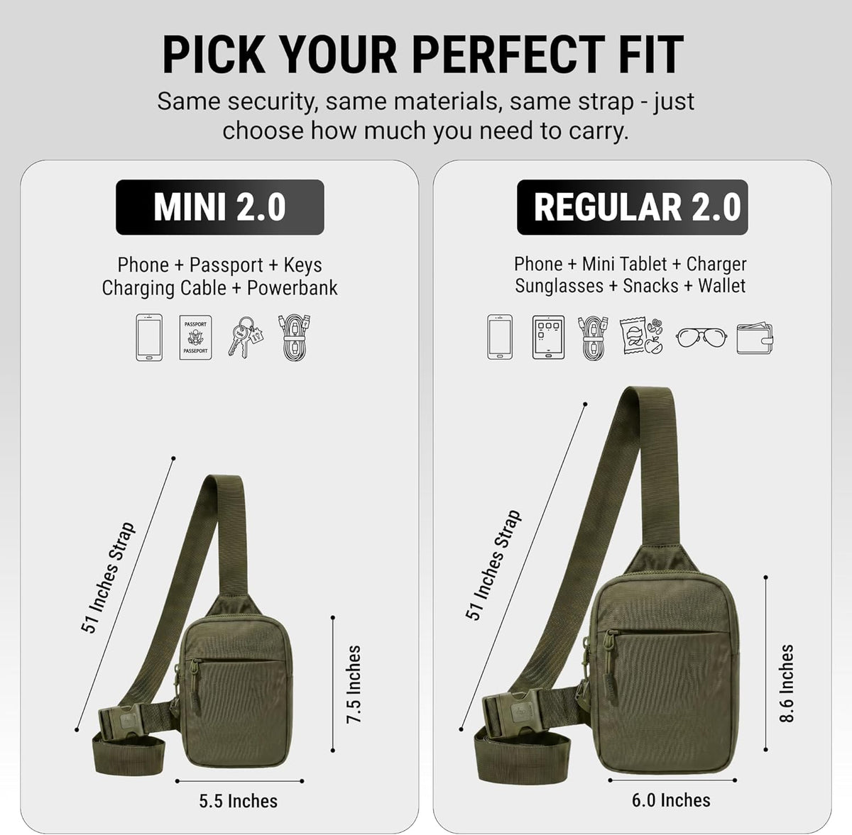 Travel Sling Bag for Men & Women - Small Water Resistant Crossbody Multipocket Chest Bag with Anti-Theft