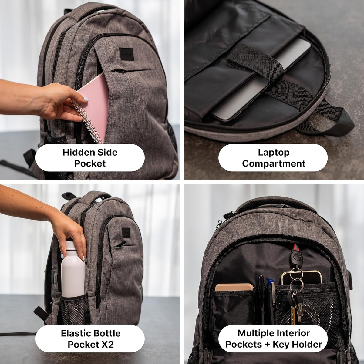 (Not Made In China) Travel Backpack Airline Approved, Carry-On Underseat, Holds 15.6 or 16 Inch Laptop, Personal Item Bag with Shoe Compartment For Men Women, Beige 30l