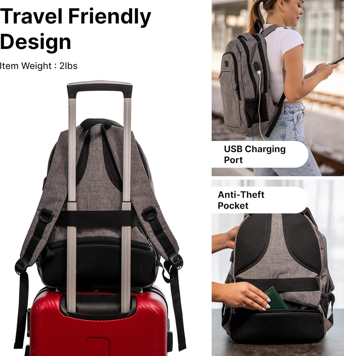 (Not Made In China) Travel Backpack Airline Approved, Carry-On Underseat, Holds 15.6 or 16 Inch Laptop, Personal Item Bag with Shoe Compartment For Men Women, Beige 30l