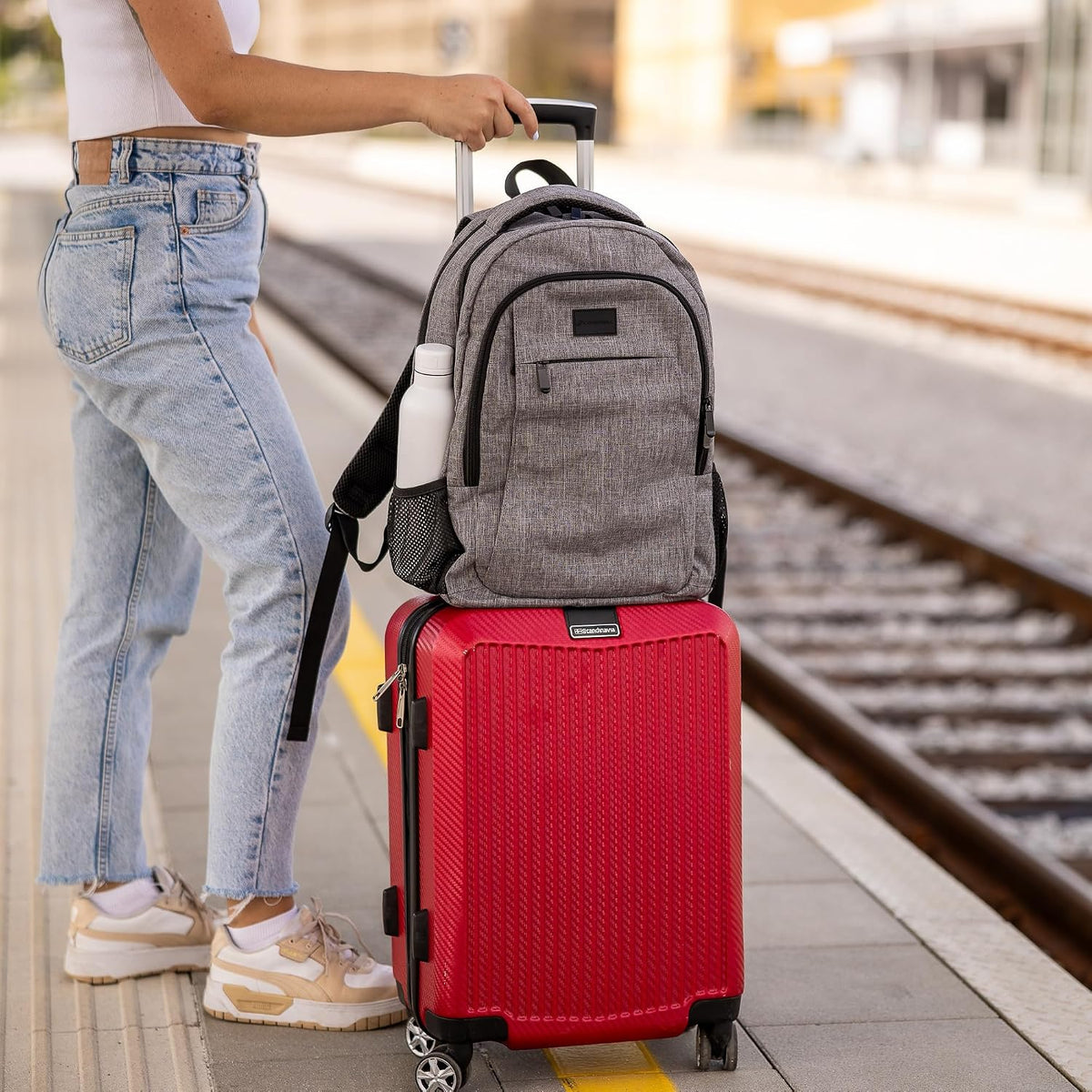 (Not Made In China) Travel Backpack Airline Approved, Carry-On Underseat, Holds 15.6 or 16 Inch Laptop, Personal Item Bag with Shoe Compartment For Men Women, Beige 30l